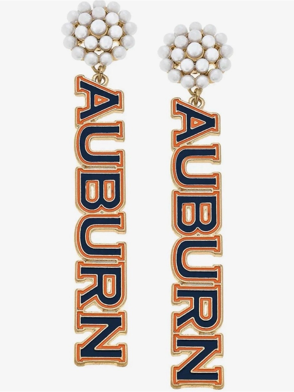 Auburn Drop Earrings with White Cluster Studs